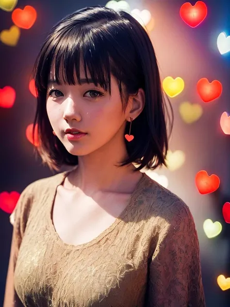 (best quality, masterpiece:1.2),ultra detailed,(photo realistic:1.4),solo,cute girl,(upper body:1.1),multicolored_background,<lora:FlowerGarden_v1:0.4>,heart_mark,<lora:LoveLoveEffect_v1:0.5>