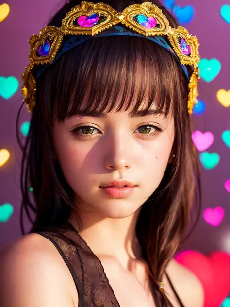 (best quality, masterpiece:1.2),ultra detailed,(photo realistic:1.4),solo,cute girl,upper body,multicolored_background,<lora:FlowerGarden_v1:0.4>,heart_mark,<lora:LoveLoveEffect_v1:0.4>,