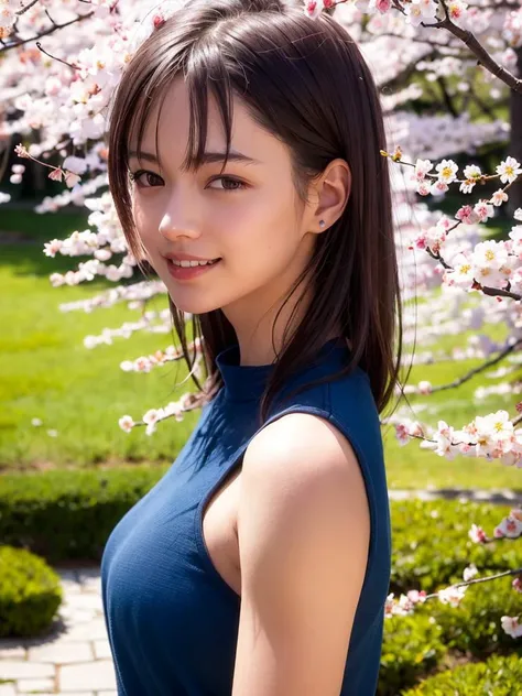 (best quality, masterpiece:1.2),ultra detailed,(photo realistic:1.4),1girl,20yo,upper body,lite smile,CherryBlossom_background, <lora:CherryBlossom_v1:0.4>,