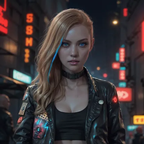 anime, (((daw))), a woman, (((a red hair))), (((blue eyes))), (((cyberpunk bobber jacket outfit)), (((bust up))), 8k, Unreal Engine, octane render, by kyun, gamang, Yoon Gon-Ji, g.ho, gosonjak, shuroop, serious, domi, noah, trending on pixiv, fanbox, skeb, masterpiece, smooth soft skin, big dreamy eyes, beautiful intricate colored hair, symmetrical, anime wide eyes, soft lighting, concept art, digital painting, <lora:daw:0.7>, night city