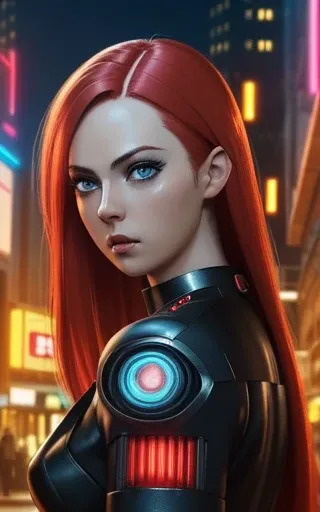 anime, (((full body portrait of daw))), a woman, (((a red hair))), (((blue eyes))), (((cyberpunk outfit)), (((bust up))), 8k, unreal engine, octane render, by kyun, gamang, Yoon Gon-Ji, g.ho, gosonjak, shuroop, serious, domi, noah, trending on pixiv, fanbox, skeb, masterpiece, smooth soft skin, big dreamy eyes, beautiful intricate colored hair, symmetrical, anime wide eyes, soft lighting, concept art, digital painting,  <lora:daw:0.4>, night city