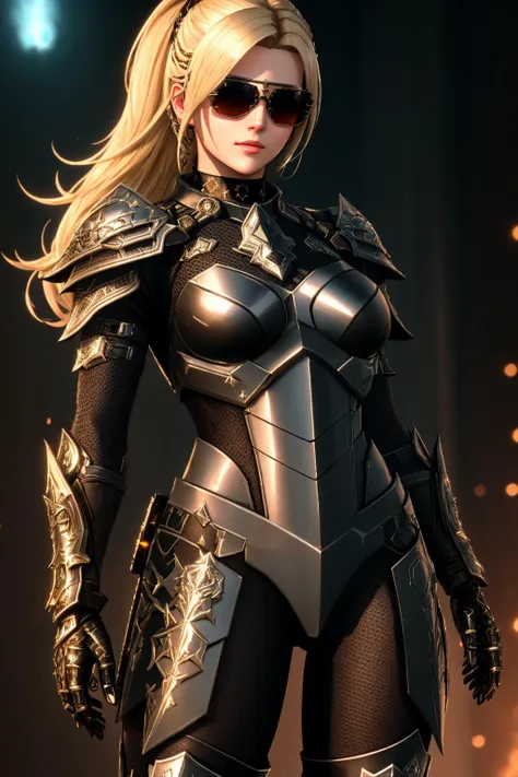 4K, Masterpiece, highres, absurdres,extremely detailed eyes and face,science fiction,
[(crNanosuit|War_Glam)::0.75], Blonde Nadia with sunglasses and a choker, [power armor|armor] ,armored, wearing [(crNanosuit|War_Glam)::0.85]_breastplate,cowboy shot, 
<lora:edgNanoWarrior:0.88>