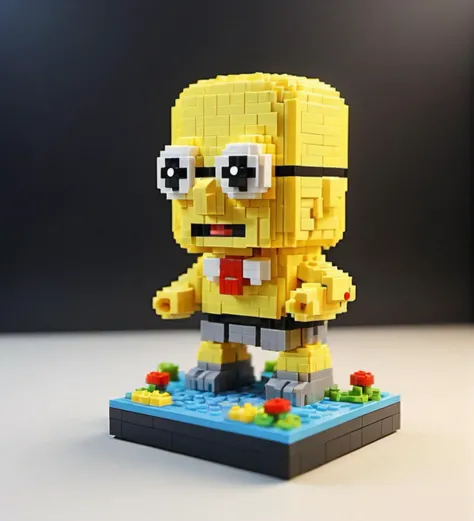 Lego pixel art,toy,3d model,detailed,playful,creativity,fine craftsmanship,childhood,hobby,indoor,studio lighting,<lora:å¾®ååç´ -000009:0.6>,Spongebob Åboshi Squidward,