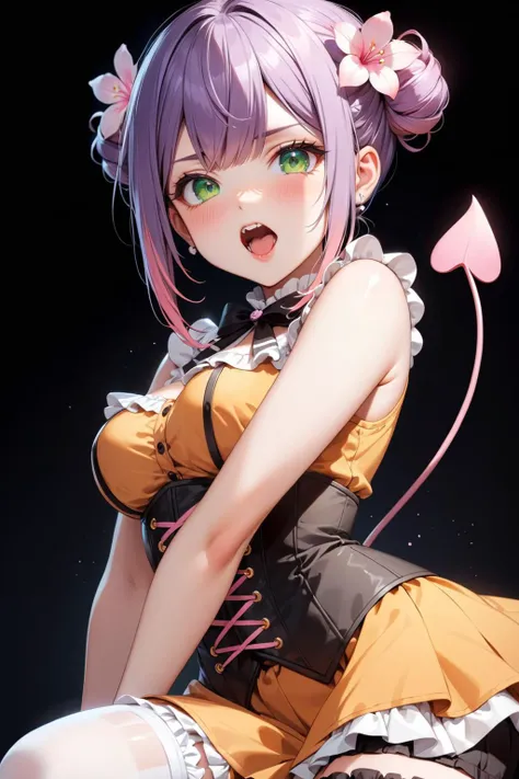 NSFW,Sexy clothes、Very beautiful and Shining Eyes、Shining Eyes、((1 girl))、Large Breasts、Big Mouth、high school girl、Small breasts、Cat ear、Transparent pink short hair、scarf、