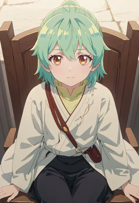(safe:1.10), best quality, masterpiece, highres, solo, (ivy_saijakutamerwagomihiroinotabiwohajimemashita:1.10), sitting, sitting on chair, chair, cowboy shot, looking at viewer, anime_style, 34 <lora:ivy_saijakutamerwagomihiroinotabiwohajimemashita:0.80>