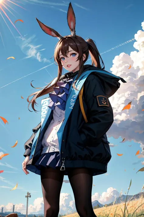 <lora:amiyaAK-07:1.0>,amidef,1girl,masterpiece, best quality, blue sky, looking at viewer,