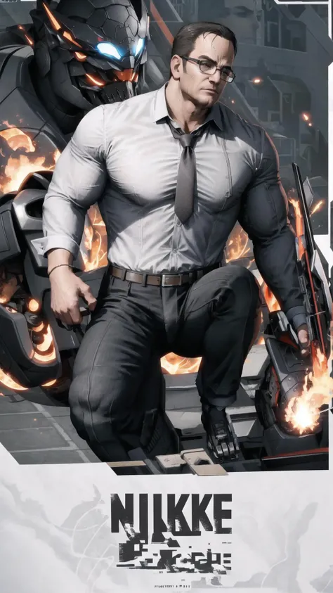 <lora:senatorArmstrong:0.8> senatorarmstrong, muscular male, glasses, necktie, black pants, black belt, white shirt, black suit, Nanomachines, BREAK, <lora:NikkeProfile:0.8> IncrsNikkeProfile, full body, zoom layer, one knee, BREAK,, masterpiece, best quality, extremely detailed, highly quality, 4k, sharp focus, professional, sharp focus, award winning, cinematic lighting, octane render, unreal engine, volumetrics dtx, Wallpaper,