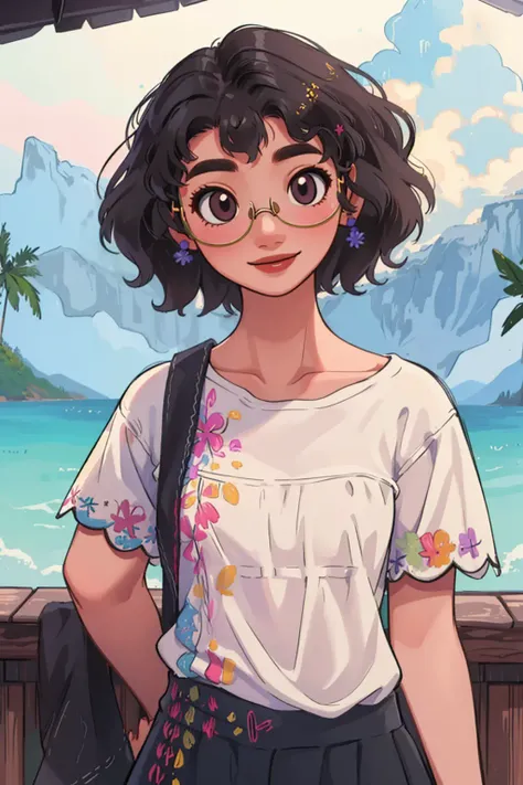 (masterpiece, best quality, high resolution:1.4), 1girl, mirabel madrigal, glasses, smile, looking at viewer, <lora:MirabelMadrigal_v1-000024:1>