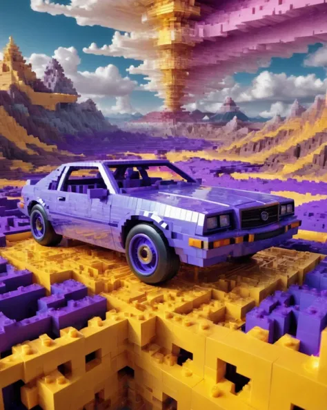 ((best quality)),(masterpiece),car,awardwinning,Psykadelicwoxel3d, psychedelic,<lora:Psykadelicwoxel3d-step00000350:1>,scenery in the background,made of voxels