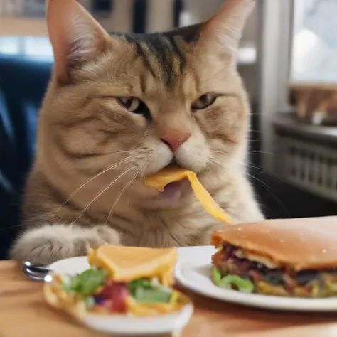 cheese burger eating a cat