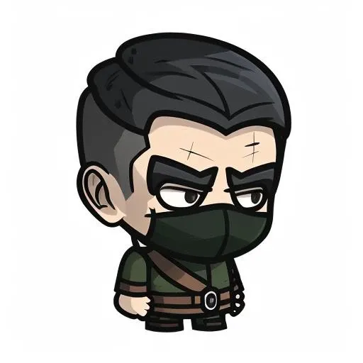 game icon institute, game icon, oumeiQ, white background, 1boy, chibi, solo, male focus, black hair, mask, mouth mask, black eyes, scar <lora:game icon institute_oumeiQ_v2:1>