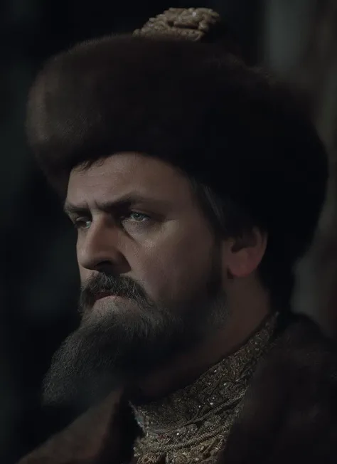 portrait photo, very old tsar Ivan the terrible, (detailed face:1.2), beard, old tired look, sad, dark theme, (highly detailed,smooth, sharp focus, professional lighting), <lora:ivangrozny:0.8>, <lora:LowRa:0.7>