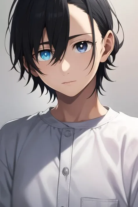 masterpiece, best quality, high quality, 1boy, solo, male focus, looking at viewer, upper body, <lora:ajiro_shinpei:0.82>, ajiro_shinpei, blue eyes, heterochromia, <lora:Realism-10:0.15>, Realism