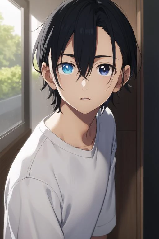 masterpiece, best quality, high quality, 1boy, solo, male focus, looking at viewer, upper body, <lora:ajiro_shinpei:0.78>, ajiro_shinpei, blue eyes, heterochromia,