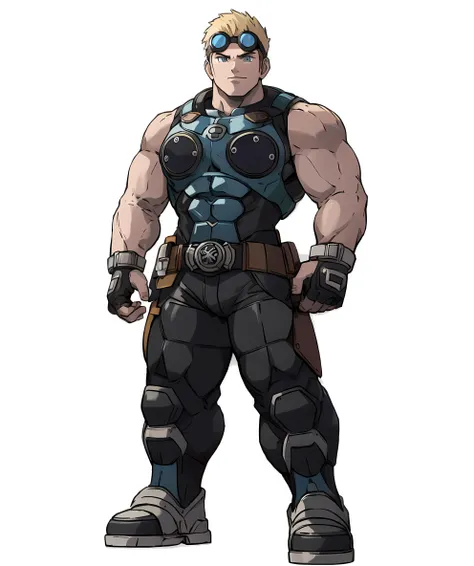 damon_baird, goggles, standing, muscular <lora:Damon_Baird:0.7>, sugimori ken \(style\) <lora:pokemon_v3_offset:1>