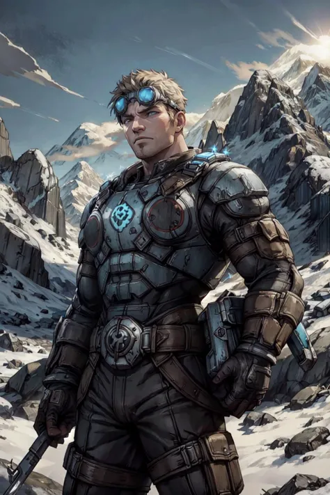 1man, solo, dynamic pose, holding a wrench, <lora:Damon_Baird-15(1):0.7>, damon_baird, mountain, snow, ruined town, detailed background, <lora:add_detail:0.7>