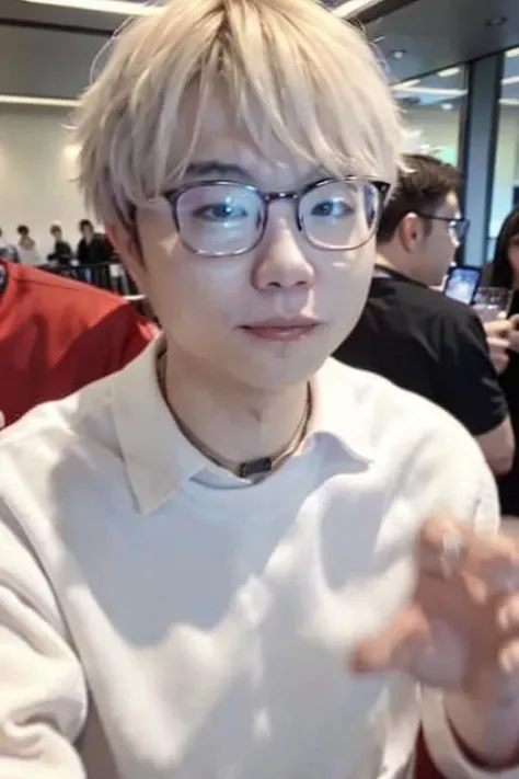 <lora:kasha:1>, kasha, glasses, one man, masterpiece, beautifully detailed, high quality, white permed lossy hair