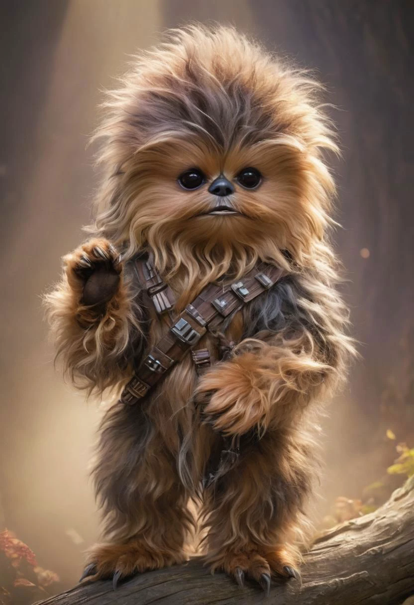 Bring to life the enchantment of a mystical realm with an image capturing the essence of a fluffy little Chewbacca creature perched delicately on the palm of an outstretched hand. Let the creature exude an otherworldly charm, its fur a blend of ethereal hues. The setting should evoke a sense of magic, with a subtle glow or ambient light illuminating the unique connection between the fantastical being and its human companion.
very detailed, hd, RAW photograph, masterpiece, top quality, best quality, official art,highest detailed, atmospheric lighting, cinematic composition, complex multiple subjects, 4k HDR, vibrant, highly detailed, Leica Q2 with Summilux 35mm f/1.2 ASPH, Ultra High Resolution, wallpaper, 8K, Rich texture details, hyper detailed, detailed eyes, detailed background, dramatic angle, epic composition, high quality , (8k, RAW photo, highest quality), hyperrealistic,