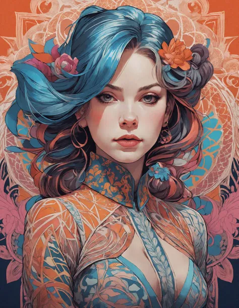 1girl,officialart,unity8kwallpaper,ultradetailed,beautifulandaesthetic,masterpiece,bestquality,(zentangle,mandala,tangle,entangle),dynamicangle,cowboyshot,themostbeautifulformofchaos,elegant,abrutalistdesigned,vividcolours,romanticism,byjamesjean,robydwiantono,rosstran,francisbacon,michalmraz,adrianghenie,petracortright,gerhardrichter,takatoyamamoto,ashleywood,atmospheric,ecstasyofmusicalnotes,streamingmusicalnotesvisible
