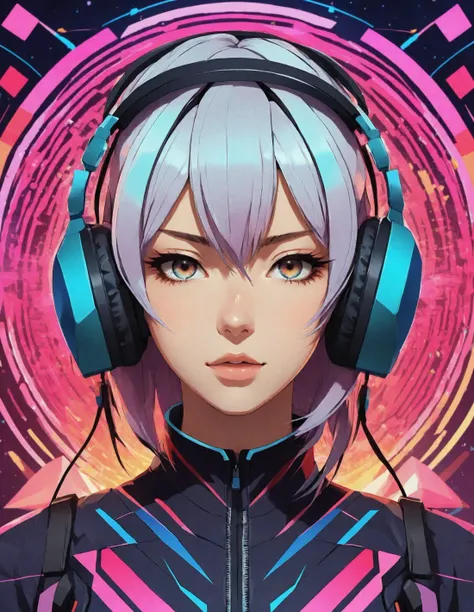 anime artwork of anime girl :1.3 , Geometric shapes and abstract symbols pulse and morph in time with the breakneck rhythms, creating a synesthetic experience that captures the audio-visual synergy of breakcore:1.5, geometric shapes:1.2, abstract symbols:1.2, pulse and morph:1.1, breakneck rhythms:1.1, synesthetic experience:1.1, audio-visual synergy:1.1, anime style, key visual, vibrant, studio anime, highly detailed