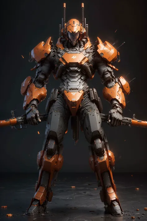 (masterpiece, best quality, high quality, highres),heavy weapon ,<lora:Mecha:1>, Mecha,full body,C4D,blender,3D, <lora:xinpian:0.5>,Orange tone,computer chip,ultra-high definition texture details,Special Effects,  holding weapon, heavy weapon, gatling gun, <lora:gunsLoHatry3:1>