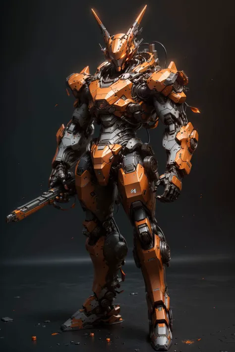 (masterpiece, best quality, high quality, highres),heavy weapon ,<lora:Mecha:1>, Mecha,full body,C4D,blender,3D, <lora:xinpian:0.4>,Orange tone,computer chip,ultra-high definition texture details,Special Effects,