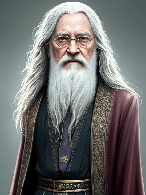 full length portrait of dumbledore target, intricate, symmetrical, elegant, highly detailed, ultrarealistic, photorealistic, Octane Render, 8k, in artgerm style and greg rutkowski and Pino Daeni