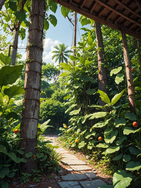 nature shot with a lot of Soursop (fruit), outdoors, greenery, natural light, fresh