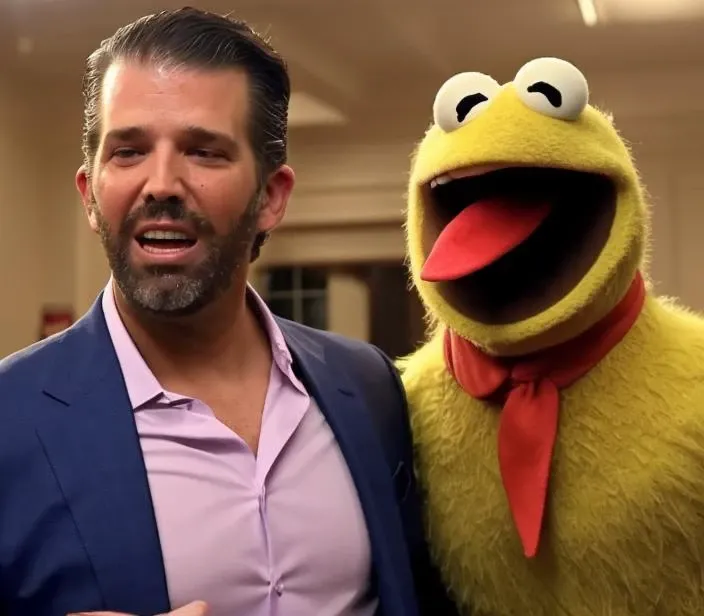donaldtrumpjr person in a remake of the film The Muppets Take Manhattan,