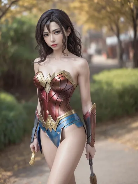 enako wearing (wonder woman) costume, (8k, RAW photo, best quality, masterpiece:1.2), (realistic, photo-realistic:1.37), best quality, ultra high res, light leaks, dynamic lighting, slim, smooth skin, (pureerosface_v1:1), kpop idol,(beautiful detailed face:1),(freebuffing:1.2), outdoors, ulzzang-6500, 1girl, full body, from front, front view, (round face:1.2), (round chin:1.2), <lora:enako_v2:0.8>, <lora:leicaLensStyle_v10:1>