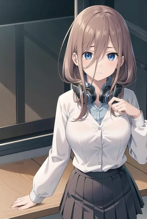 miku nakano, <lyco:mikunakanochickeiii-lyco-nochekaiser:1>,
miku nakano chicke iii, long hair, bangs, blue eyes, brown hair, hair between eyes, headphones, headphones around neck,
BREAK skirt, shirt, long sleeves, white shirt, pantyhose, pleated skirt, black pantyhose, cardigan, green skirt, blue cardigan,
BREAK indoors, classroom, school,
BREAK looking at viewer, (cowboy shot:1.5),
BREAK <lyco:GoodHands-beta2:1>, (masterpiece:1.2), best quality, high resolution, unity 8k wallpaper, (illustration:0.8), (beautiful detailed eyes:1.6), extremely detailed face, perfect lighting, extremely detailed CG, (perfect hands, perfect anatomy),