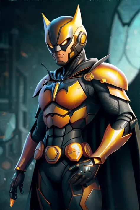 <lora:honeytech:0.8>, honeytech, honey, batman, armor, cape, <clip:skip:2>, masterpiece, 8k, high resolution, shallow depth of field, sharp focus