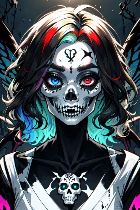 1girl, solo, flamboyant, detailed hair, detailed face, detailed eyes, official art, PoodaBeepVibesV2 Demon_Calavera