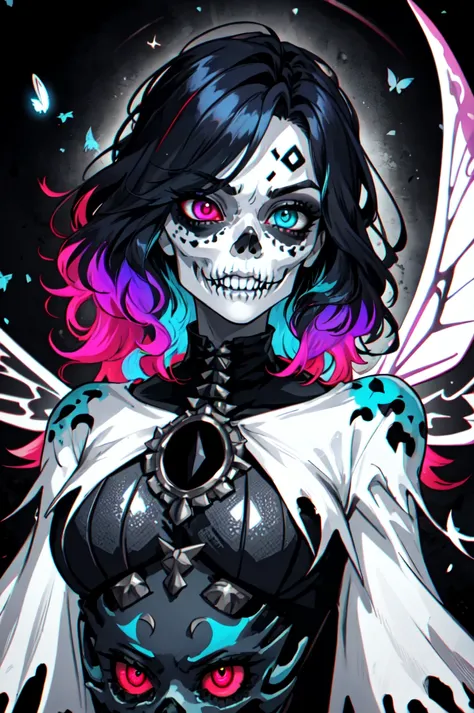1girl, solo, flamboyant, detailed hair, detailed face, detailed eyes, official art, PoodaBeepVibesV2 Demon_Calavera