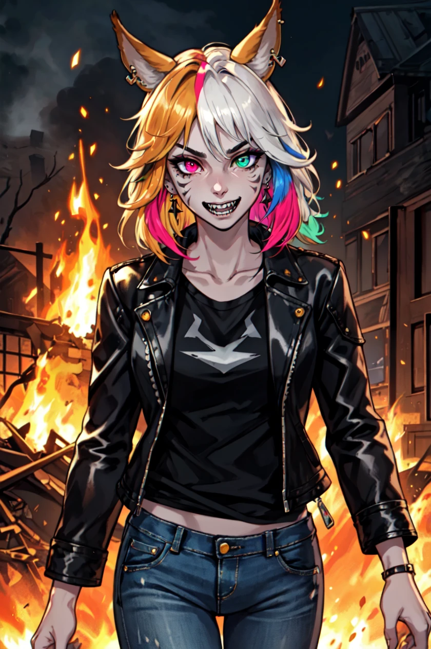 1girl, solo, flamboyant, detailed hair, detailed face, detailed eyes, official art, PoodaBeepVibesV2 BadBoyVibes-GenderFree Simple-Miqote ThisisNotFine