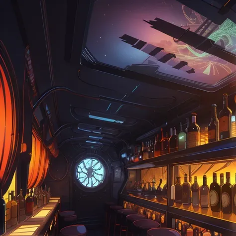 the interior of a (bar in the sky:1.2) known as 'The Pilot's Lounge' in a world powered by windtech <lora:WindTech-15:0.8> <lora:sky_bar-000008:0.6> trippy, psychedelic, colorful, 2d, anime, detailed, illustration, intricate, <lora:add_detail_realistic:1>, <lora:sharpen-soften:-0.5>, industrial colors, twilight lighting, (architecture photography:1.3)