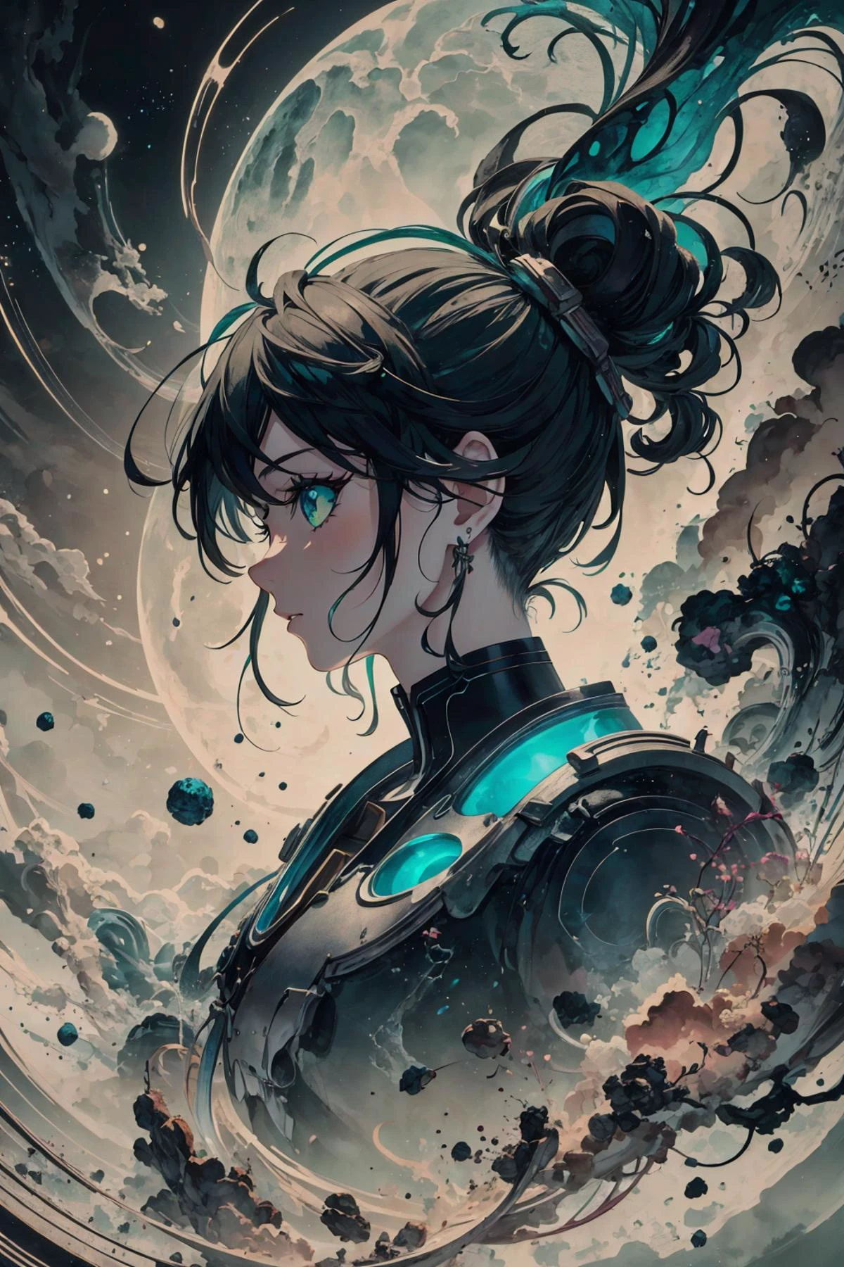 mesmerizing and visually stunning artwork, created by a renowned artist, showcasing intricate details and vibrant colors, official art, quality, High resolution rendering in 4K, flash, diffusion,
<lora:GoodHands-beta2:0.8>,
(1man, thin adult icelandic male:1.2), green eyes, black hair, undercut,
portrait, solo, from side, side view, (full body:0.6), (glowing eyes:1.1), looking at viewer, detailed background, detailed face, (<lora:AbyssalTech:0.7>, dark energy, see-through, scifi, abyssaltech theme:1.1) medium, psychic powers, trance, dynamic pose, mind control, hypnosis, telepathy, enchantment, psychomancy, psychokinesis, precognition, clairvoyance, manipulation, concentric purple psychic energy emanating, mysterious lighting, magic in background, ethereal atmosphere,