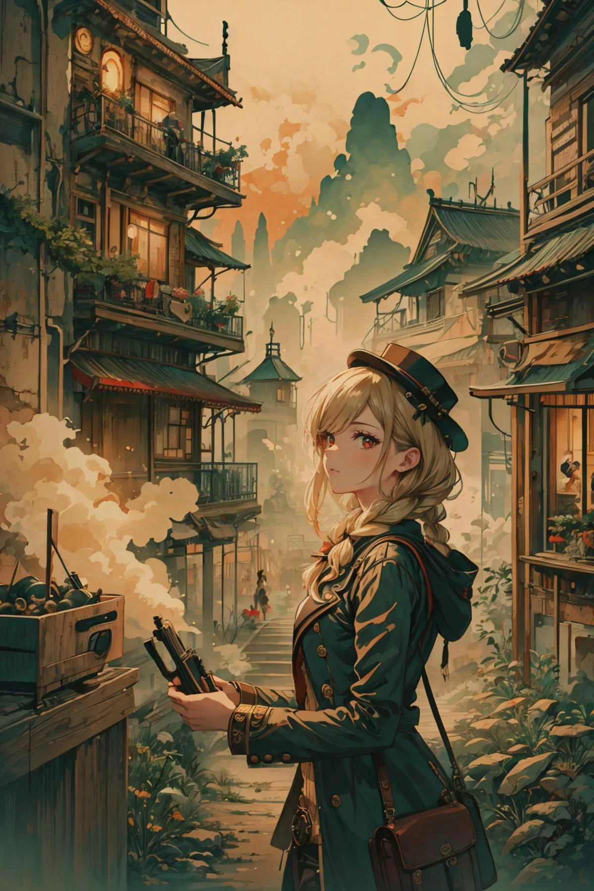 mesmerizing and visually stunning artwork, created by a renowned artist, showcasing intricate details and vibrant colors, official art, quality, High resolution rendering in 4K, flash, diffusion,
<lora:GoodHands-beta2:0.8>,
1 girl, adult (elven:0.7) woman, ruby eyes, blonde fishtail braid, ombre,
portrait, solo, from side, side view, upper body, looking at viewer, detailed background, detailed face, (<lora:SteamPunkBundleV3:0.4>, steampunkai, steampunk theme:1.1), secret agent, espionage, intrigue, secret mission, heist, infiltration, escape, red spy clothes, secret facility in background, low light, dark cinematic atmosphere,