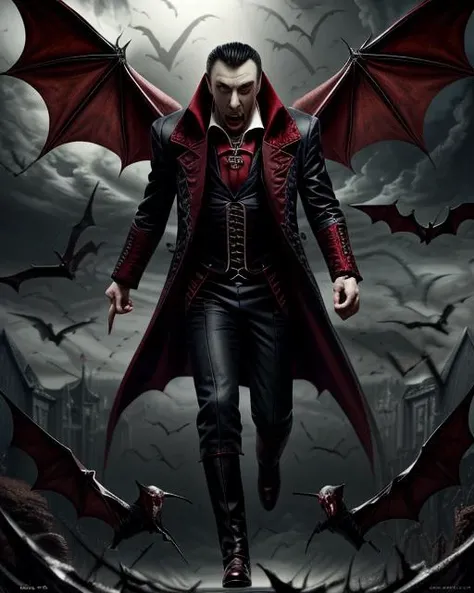 best quality, masterpiece, highres, detailed, perfect anatomy, <lora:Style - add_detail:0.1>, vampirism, <lyco:Traits - Vampirism:0.7>, 1 vampire boy with fangs and claws with pale skin flying, count dracula flying with bats, midnight hunt