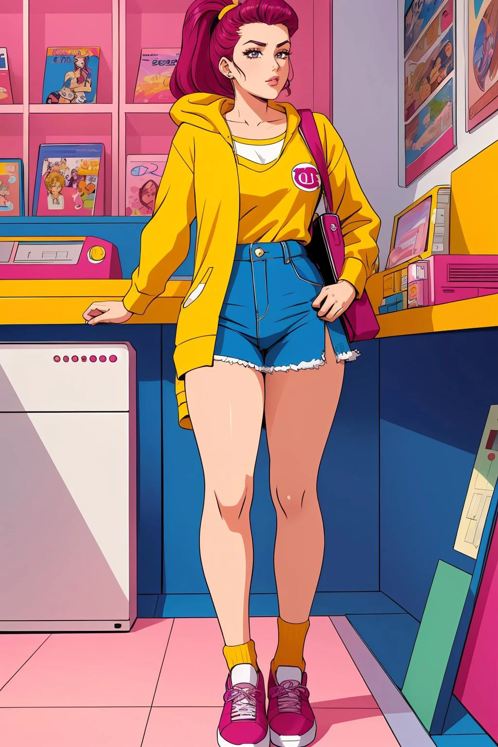 portraits of 90âs mall teens in retro clothing
masterpiece, best quality, intricate details, anime screencap, flat color,