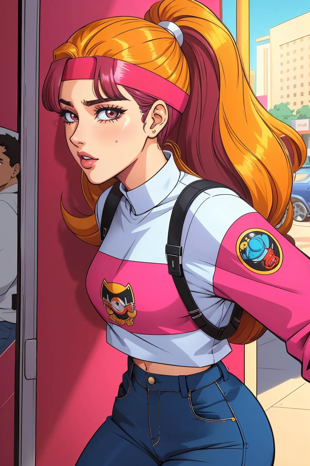portraits of 90âs mall s in retro clothing
masterpiece, best quality, intricate details, anime screencap, flat color,