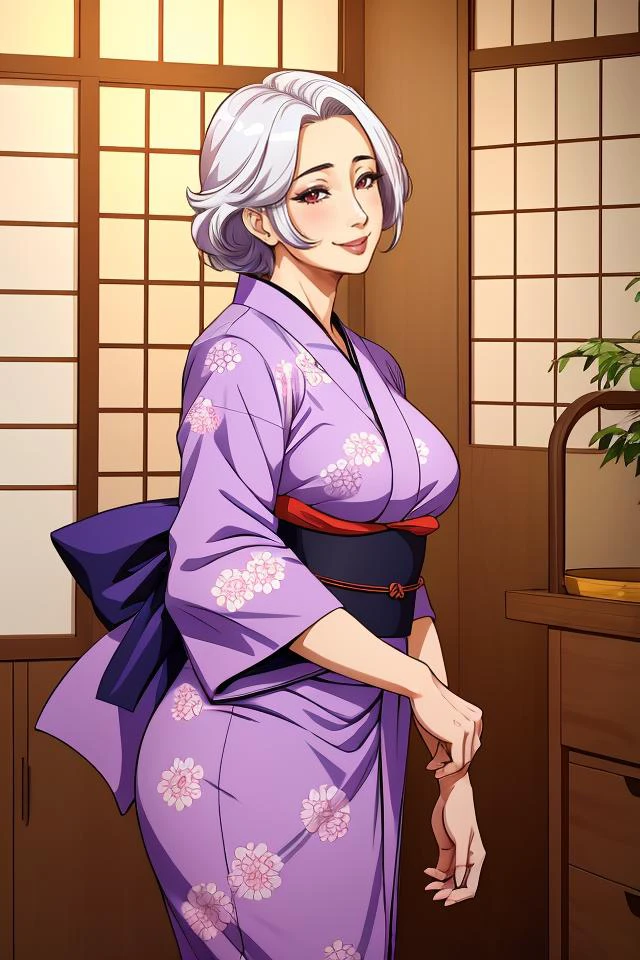 1girl, japanese clothes, yukata, upper body, (mature female:1.5),seductive smile,
masterpiece, best quality, intricate details, anime screencap, flat color,