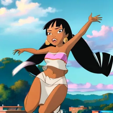 <lora:Chel:1>, 1girl, chel, jumping, outdoors