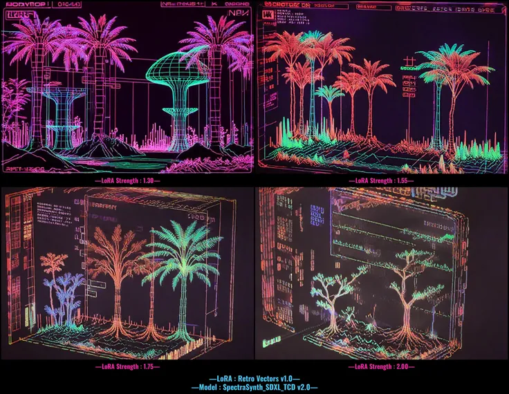 7-Vectors, glitch in nature, virtual mushrooms, wireframe canyon, glitched palm trees, vaporwave, aesthetic, highly detailed, 4k<lora:art_style\xl_Retro Vectors v1.0>