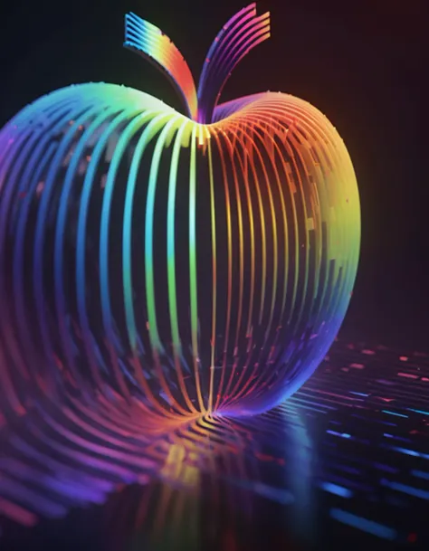 7-Vectors, "Apple Wedding", made out of ral-hlgrphic <lora:ral-hlgrphic-sdxl:0.44> <lora:CRT Vectors v1.0:1>, dramatic, excellent composition, winning, dynamic, magnificent, radiant, dynamic cinematic perfect background, cool colors