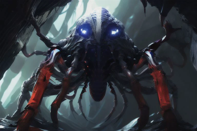 ((low angle)) ,highly detailed, photorealism, U61yCre4ture, solo
(phase spider), cave interior