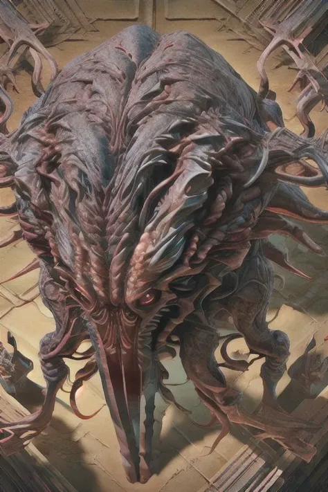 ((aerial shot)) ,highly detailed, U61yCre4ture, solo,
(intellect devourer)