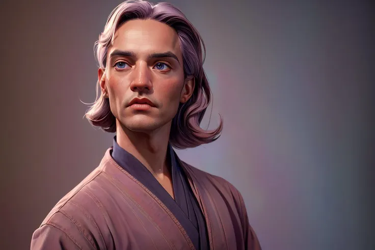 ((masterpiece, best quality, [photorealistic|surrealist] shot in the style of [Richard Anderson|Ralph Angus McQuarrie], highly detailed face and eyes)), dancing shot of a fit man wearing a jedi outfit, dance studio background, solo focus, mauve:eyes