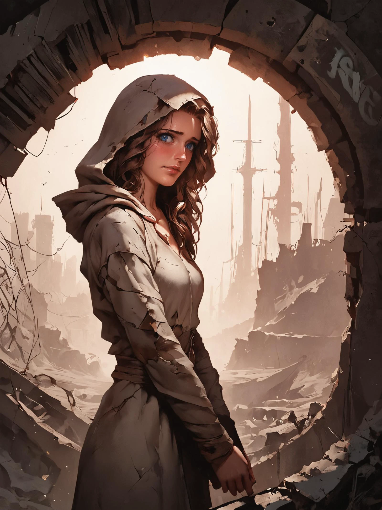 score_9, score_8_up, score_7_up, rating_safe,
1girl, cute, sharp, beautiful face, brown hair, long hair, pink allure, magical, close-up portrait, bokeh,
BREAK
graffiti, ruin, apocalyptic survivor, ashes, perfect face, (shiny skin:blush:0.7),
hood,
female focus, extreme detailed face, beautiful, aesthetic, slim body, (smiling:serious:0.6), embarrassed, (bright blue eyes:0.7), extreme detailed, highest detailed,
halftone effect, studio quality, retro artstyle, best quality, concept art, realistic, colorful, masterpiece,
complementary colors, vivid magical colors,
<lora:Pony_DetailV1.0:0.4>, <lora:Expressive_H-000001:0.4>, <lora:Lunas-NijiJourney-SDXL-B2:0.4>, <lora:sinfully_stylish_SDKL:0.4>, <lora:ColorART:0.4>, ColorART, <lora:w3ssb3ch3rXLP:0.4>, w3ssb3ch3r, <lora:w4t3rc0l0urXLP:0.4>, w4t3rc0l0ur, <lora:dark-skin-xl-test:0.5>, dark skin,
