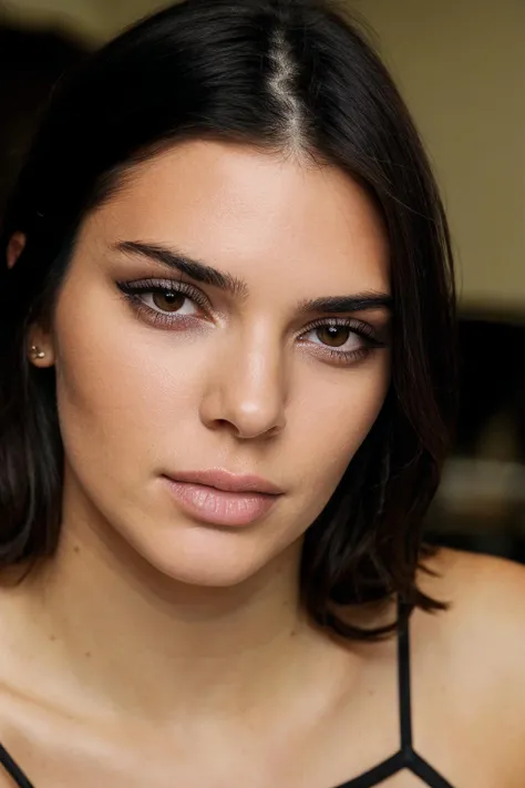 photography of kendalljenner, <lora:KendallJenner_768-EXP!-000099:0.6> , black hair, mascara makeup eyes , eyeliner, long eyelashes, dark brown eyes colors, edge lighting, in a kitchen, wide angle, Snow , Black Basque sit down, Hands On Cheek, Looking Up